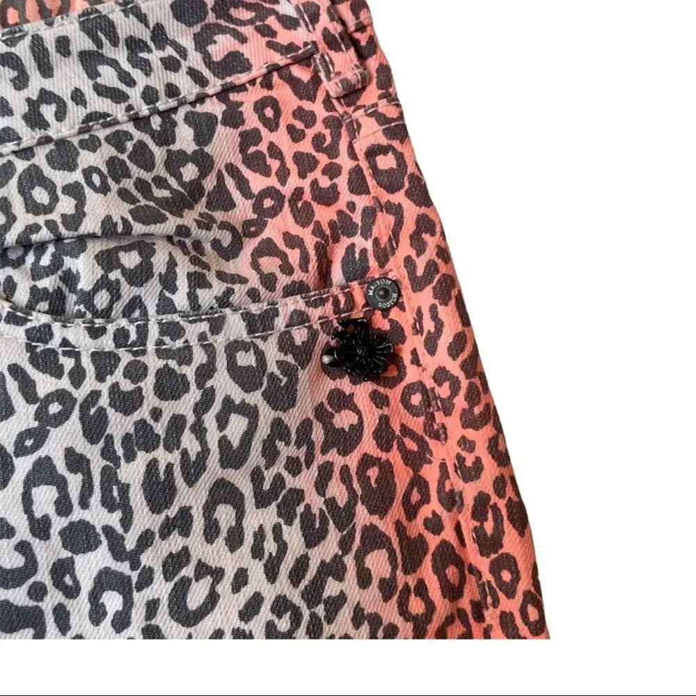 Maison Scotch Cuffed Leopard Print Jean Shorts